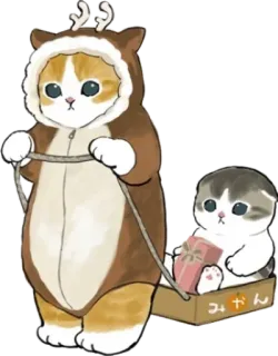 🦌 150b7b72 みかん kat, rendier, schattig, dier, cadeau, winkelwagen, mikan whatsapp sticker