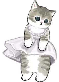 💃 1d526cb7 kat, kitten, jurk, dier, schattig, cartoon whatsapp sticker