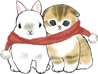 🧣 42812133 konijn, kat, dier, huisdier, vriendschap, schattig, sjaal, kawaii whatsapp sticker