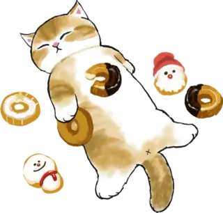 😋 62415470 kat, donuts, dessert, schattig, snoep, eten whatsapp sticker