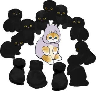 😈 ae40b9fc kat, kitten, dier, schattig, huisdier, omringd, kawaii whatsapp sticker