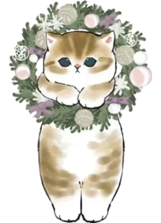 🌸 eb612239 kat, kitten, kerst, krans, schattig, feestdag, dier whatsapp sticker