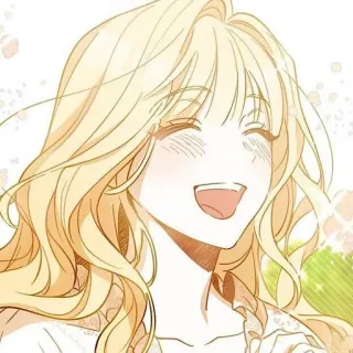 ☺ 09864262 mulher, sorriso, feliz, desenho animado, loira, personagem whatsapp sticker