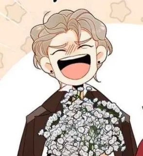 😆 42443c47 homem, flores, desenho animado, feliz, sorriso, ilustração whatsapp sticker