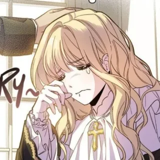 🥲 9be67a6b anime, garota, chorando, triste, cruz, loira whatsapp sticker