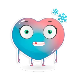 🥶 bdc49975 coeur, dessin animé, personnage, mignon, flocons de neige, emoji telegram sticker