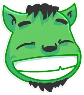 😆 61a9a441 Kartun, Emoji, Senang, Hijau, Wajah whatsapp sticker