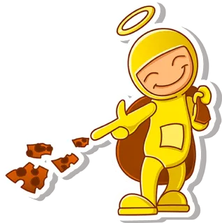 😇 2a74e02f Cartone animato, Angelo, Formaggio, Indicando, Felice, Giallo telegram sticker
