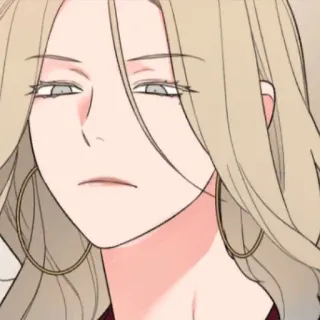 😴 8a35f6c9 femme, dessin animé, boucles d'oreilles, blonde, illustration telegram sticker