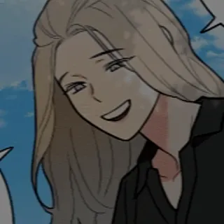 😀 9a5db5b6 dessin animé, femme, cheveux blonds, souriant telegram sticker