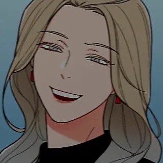 😀 fd6ab58b femme, dessin animé, blonde, sourire, portrait, personnage telegram sticker