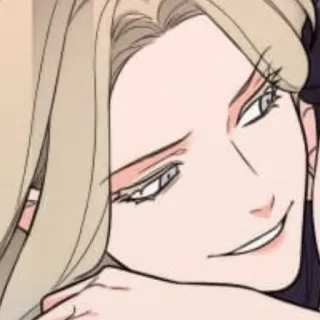 🖤 540a7194 женщина, портрет, блондинка, улыбается, мультфильм, персонаж whatsapp sticker