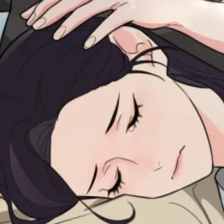 🖤 8e941408 мультфильм, женщина, сон, мирный, отдых whatsapp sticker