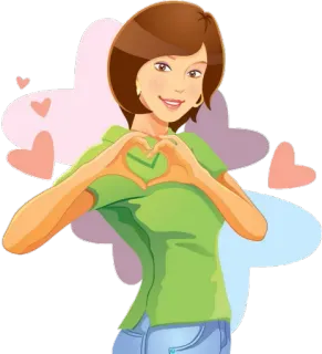 😍 d5ad3883 卡通, 女人, 心, 爱, 女孩 telegram sticker