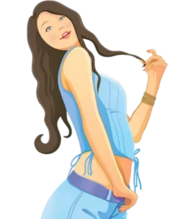 🏃 e58c4767 女人, 卡通, 女孩, 插图, 黑发, 姿势 telegram sticker