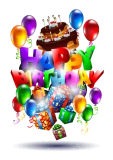 🎂 ee38afa5 HAPPY BIRTHDAY urodziny, świętowanie, ciasto, balony, prezenty telegram sticker