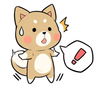 ❗ 03d931be 犬, 動物, 柴犬, 注意, びっくりマーク, 漫画, ステッカー, 可愛い telegram sticker