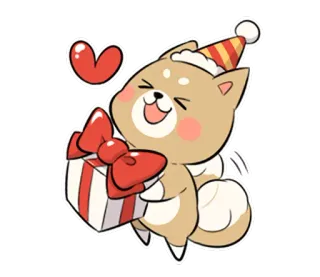 🎁 4d40cdc0 犬, 子犬, プレゼント, ギフト, ハート, 可愛い, お祝い, 祭, 休日 telegram sticker