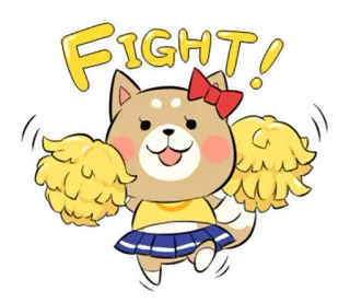 ✊ af10400a FIGHT! チアリーダー, 犬, ポンポン, 戦い, 応援 telegram sticker
