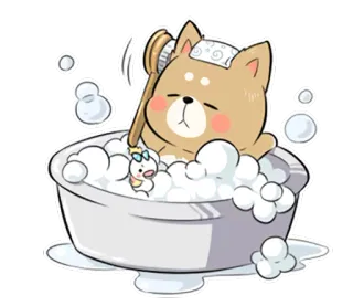 🛁 be0d3f79 犬, お風呂, 泡, 漫画, 動物, 可愛い, ペット, かわいい telegram sticker