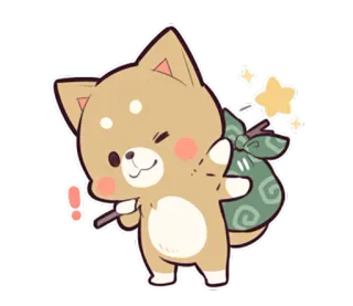 👋 cd14cb1d 犬, 可愛い, 魔法, 柴犬, 漫画, 動物, ユニーク telegram sticker
