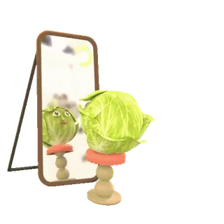 ❤️ 0285c800 repollo, espejo, reflejo, verdura, comida, soporte, dibujo animado, divertido telegram sticker