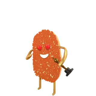 🌷 4f889329 Nugget de pollo, Ojos de corazón, Dorado, Dibujo animado telegram sticker