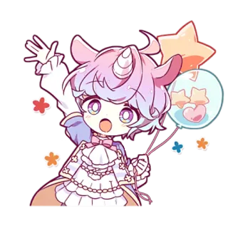 🌟 020eb272 可爱, Q版, 独角兽, 卡通, 粉色, 卡哇伊 telegram sticker