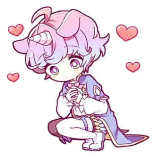 💞 3adbe07c Q版, 卡哇伊, 可爱, 动漫, 独角兽, 粉彩, 爱心, 闪亮 telegram sticker