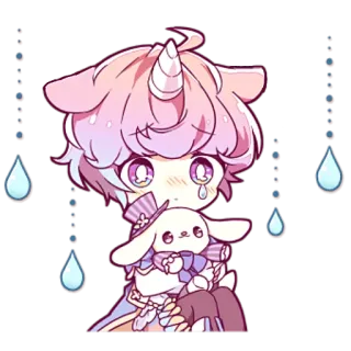 🙊 498eea5a 动漫, 哭泣, 可爱, 角色, 卡哇伊, 粉彩, 数字艺术 telegram sticker