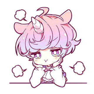 🤔 f7908518 动漫, 独角兽, 可爱, 萌, 粉彩, 贴纸 telegram sticker