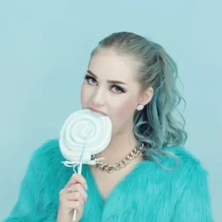 🍭 432d3d49 donna, lecca lecca, capelli blu, turchese, moda, ritratto telegram sticker