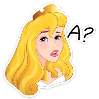 ⁉ 4c45e6e8 Aurora Sleeping Beauty A? principessa, disney, cartone animato, domanda, confuso whatsapp sticker
