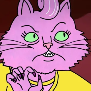 ☠ 0c0a9fea Princess Carolyn BoJack Horseman cat, cartoon, angry, tv show, pink, character telegram sticker