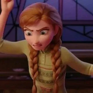 😠 cf3d388d Anna Frozen 화난, 만화, 디즈니, 애니메이션, 캐릭터, 짜증 telegram sticker