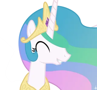 😄 02fabc81 Princess Celestia My Little Pony Prinses Celestia, My Little Pony, cartoon, pony, kroon, glimlachend whatsapp sticker