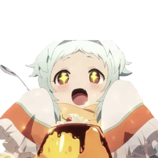 🤩 2a5b26eb Anime, Pudding, Niedlich, Dessert, Glücklich, Aufgeregt, Essen telegram sticker