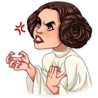 😡 49d0a90a Princess Leia Star Wars 星球大战, 莱娅公主, 生气, 沮丧, 卡通 telegram sticker