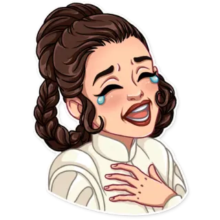 😂 fcd87912 Princess Leia Star Wars 笑, 哭, 表情符号, 贴纸, 莱娅公主, 星球大战, 卡通 telegram sticker