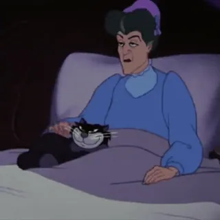 🧚‍♀️ 0058f30c Lady Tremaine Cinderella Disney, Kartun, Kucing, Tempat tidur, Cinderella, Lady Tremaine telegram sticker