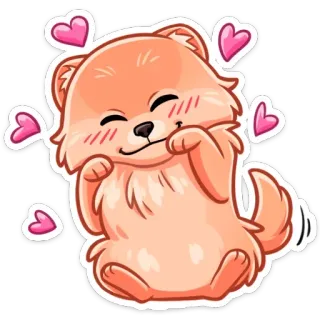 😍 95d38582 собака, щенок, милый, сердечки, животное, мультфильм, наклейка, счастливый telegram sticker