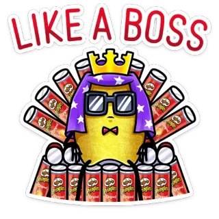 😎 8fed30d6 LIKE A BOSS Pringles, Снэк, Как босс, Король, Корона telegram sticker