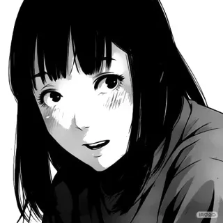 😊 6c15cedb 动漫, 女孩, 漫画, 肖像, 黑白 telegram sticker