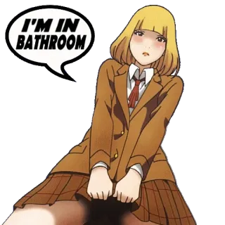 🚽 1b08804f I'M IN BATHROOM Anime, Dziewczyna, Mundur szkolny, Łazienka telegram sticker