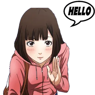 👋 38a0da4c HELLO Anime, Dziewczyna, Cześć, Pozdrowienie, Słodkie telegram sticker