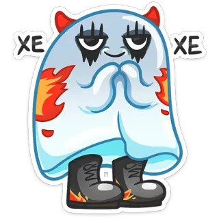 😈 bd1e8687 хе хе 유령, 악마, 뿔, 만화, 귀여운, 부츠 telegram sticker