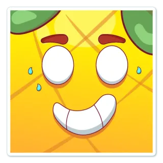😅 005888bc pineapple, fruit, square, face, smile, cartoon, emoji telegram sticker