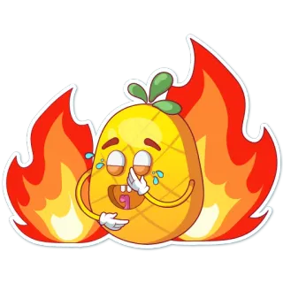 🔥 d877026c pineapple, cartoon, fire, sticker, flames, tropical fruit telegram sticker