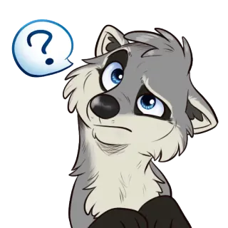 ❓ 26afb50f Wolf, Cartoon, Frage, Fellwesen, Tier, Säugetier telegram sticker