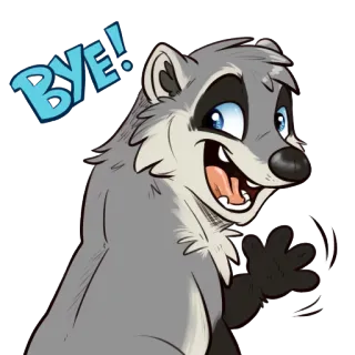 👋 e4065a2a BYE! Cartoon, Tier, Tschüss, Abschied, Dachs telegram sticker